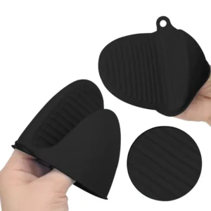 Szilikon air fryer fogókesztyű – 1 pár (multifunkciós) Élelmiszeripari minőségű szilikon, szín: fekete