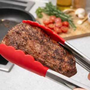 Rozsdamentes acél konyhai fogó zöld színben– 30 cm | Air fryerhez és grillezéshez