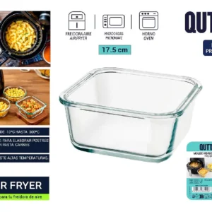 Négyzet alakú airfryer üveg forma 17,5 cm-es Quttin