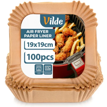 VILDE airfryer papírbetét – négyzet alakú, 19×19 cm, 100 db