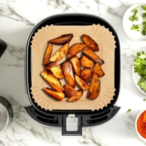 Air Fryer papírbetét – négyzet alakú, 19×19 cm, 100 db (Vilde)