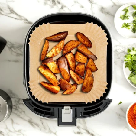 VILDE airfryer papírbetét – négyzet alakú, 19×19 cm, 100 db