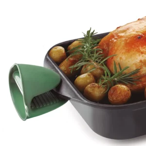 Szilikon fogókesztyű – 1 pár (zöld, hőálló, kompakt méret)