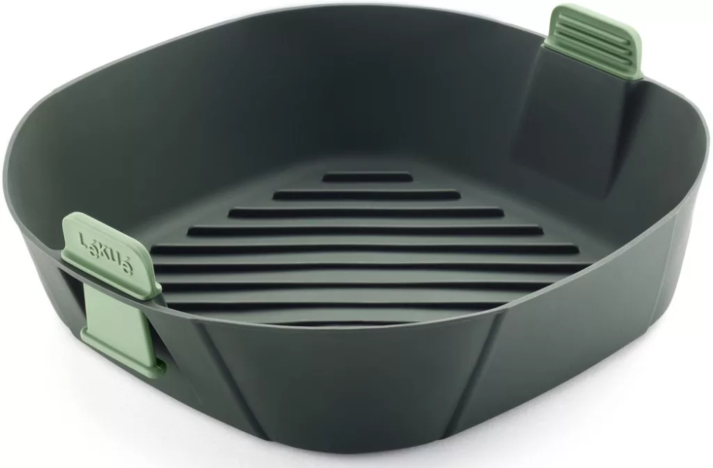 Lékué Air Fryer sütőkosár fogantyúkkal 5L-6,5L forrólevegős sütőbe, 25.3x8.5x25.3cm, szilikon, sötétszürke - Image 4